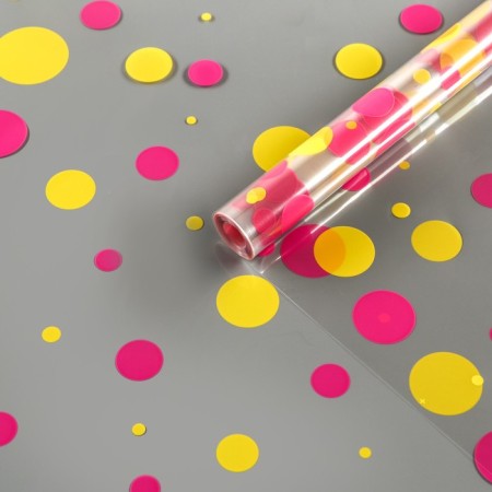 Film for flowers "Confetti" Yar. Pink+yellow 0.7 x 8.2 m, 40 mkm