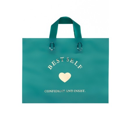 Bag with loop handle green 34 x 25 x 8 cm 80 μm