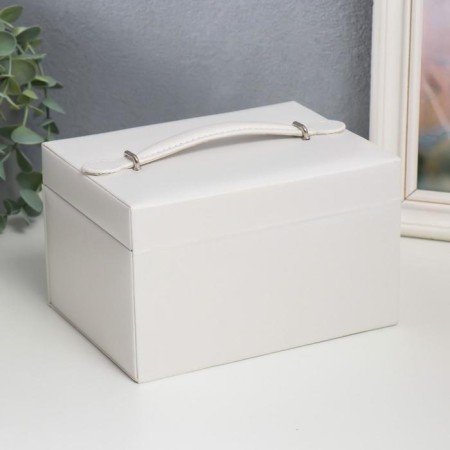 Casket to the leatherette to decorations the chest "Smoothness. Matte white" 11x18x13.7 cm-3