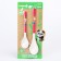 A set of bamboo feeding devices, a spoon 2 pcs., Pink/red color
