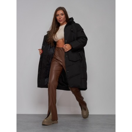 Coat insulated winter female, size 46, black color-16