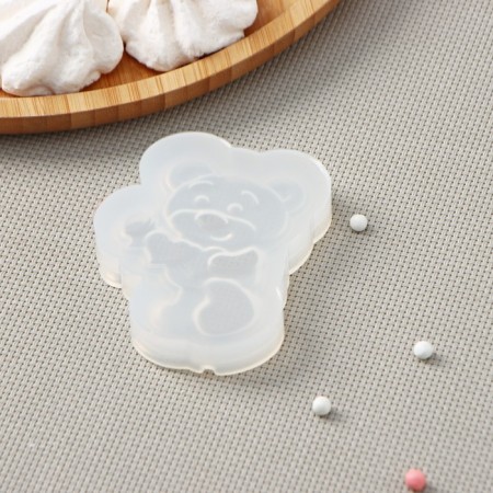Silicone form "Bear with the heart", 7 × 5.3 cm, the color is transparent-3