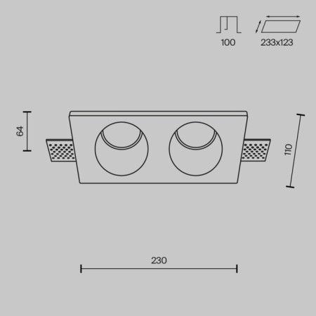 The built-in lamp Technical DL002-1-02-W, 2x35W, 23x12x6.4 cm, GU10, white color-1