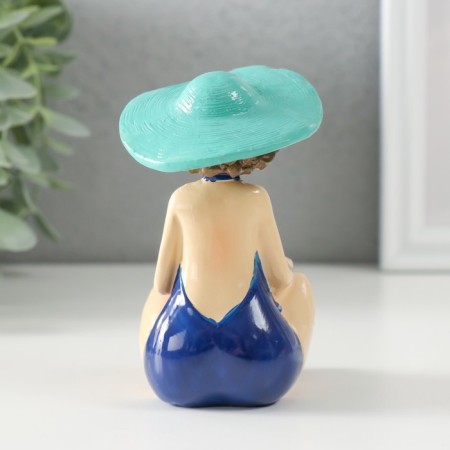 Souvenir Polystone "Pill in a blue swimsuit, in a hat, reads the book" 8.5x6.5x10 cm-2