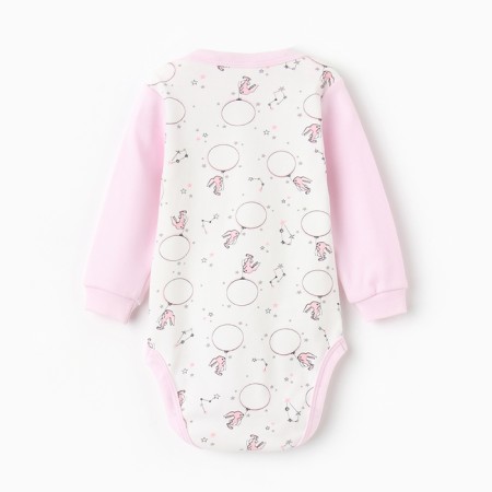 Body with a long sleeve, pink/hares color, height 80-4