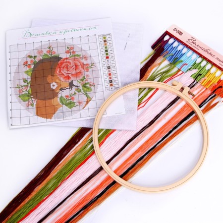 Embroidery on the hoop "Flower Mood", 20 x 20 cm, a set for creativity-2