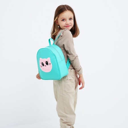 Baby backpack for artificial leather girl "Kitik", plush strip, 27x23 x 10 cm-5