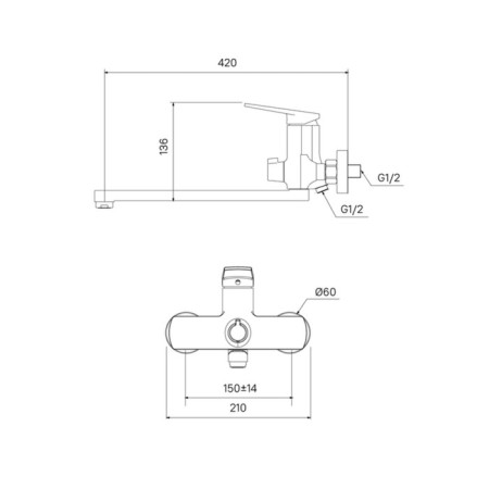 IDDIS ESPSB00i10WA bath mixer, single -leaf, 420 mm pouring, 35 mm cartridge, chrome-2