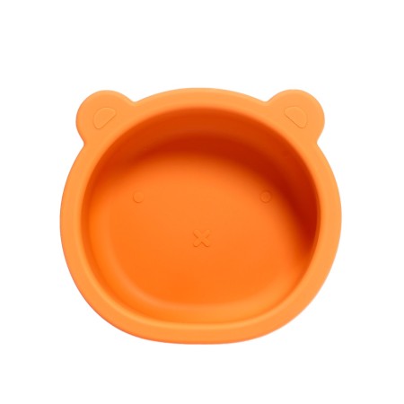 A set for feeding "Bear" a plate and a spoon, brown, crush me-2