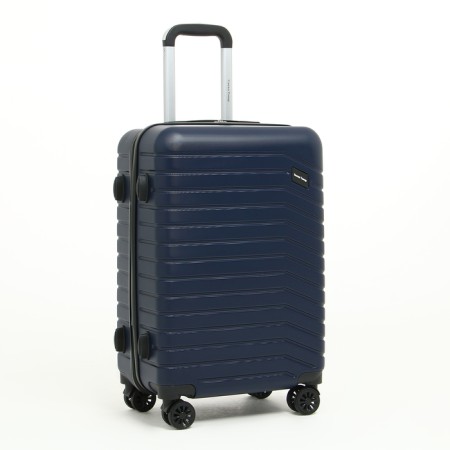Middle suitcase 22 "On a zipper, code castle, 4 wheels, blue color-1