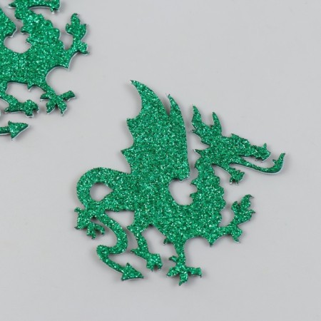 Glue -based Dragon Based Decor 5.5x6 cm, green set 2 pcs Foam Glitter