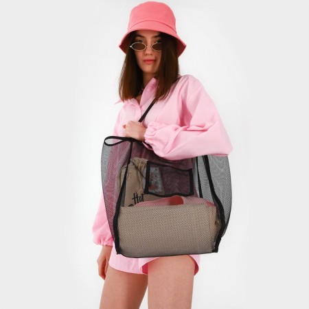 Bag Schoper beach, grid, 41x32x26 cm, black-5