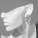 Earrings with rhinestones "Bloom" triple circle, white in silver