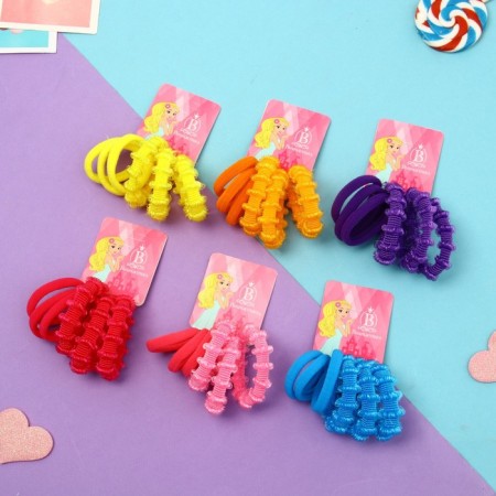 Hair elastic band "Mahrushka" (set 6 pcs) strips of classic, 4 cm, mix-1