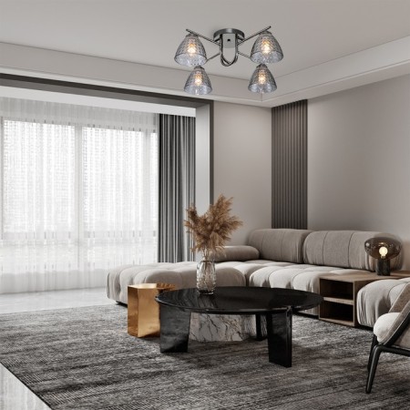 Ceiling lamp 4x60W E27, size 56x56x20 cm-4