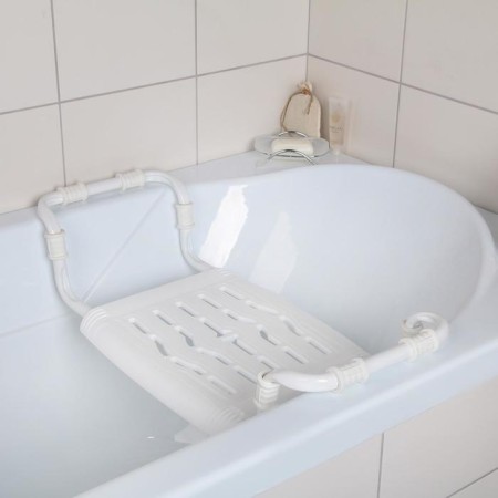 The bath seat is sliding, white color