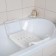 The bath seat is sliding, white color