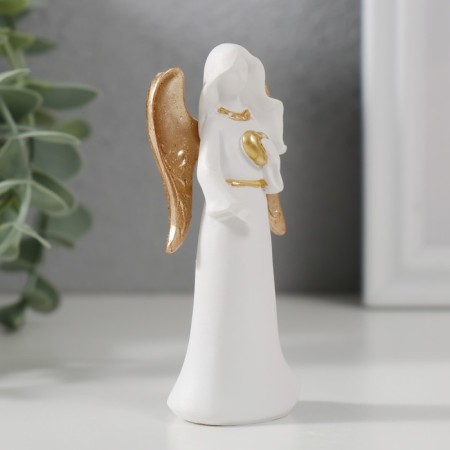 Souvenir Polystone "Angel-Her heart" White with gold 8.5x2.5x4.2 cm-1