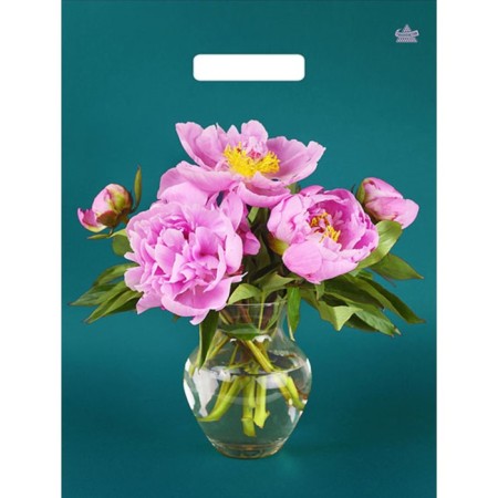 Package "Favorite Peonies", polyethylene with a cut pen, 40x31 cm, 60 μm