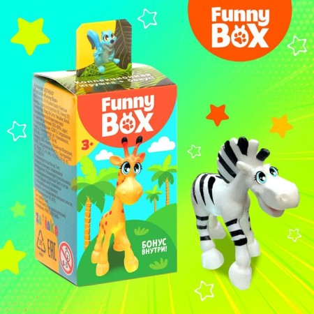 Game set Funny Box "Zoo": card, figure, sheet of stickers