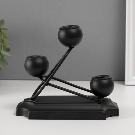 Summary Metal for 3 candles "Mollekules and ovals" black d = 2.5 cm 8x16x14 cm-1