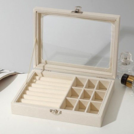 Steam for jewelry "Casket", 7 stripes, 9 cells, 20 × 15 × 4.5, beige color-1
