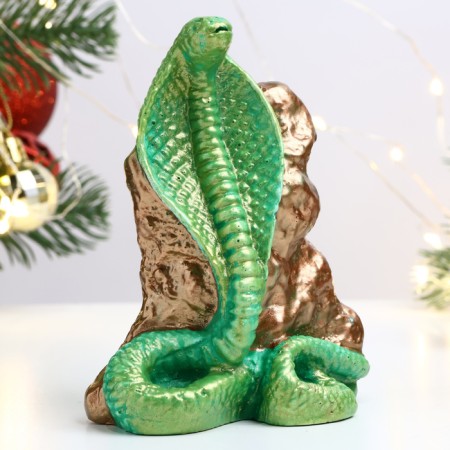 Figure "Snake of Crystalist" Saladovaya-Bronza, 10x8cm