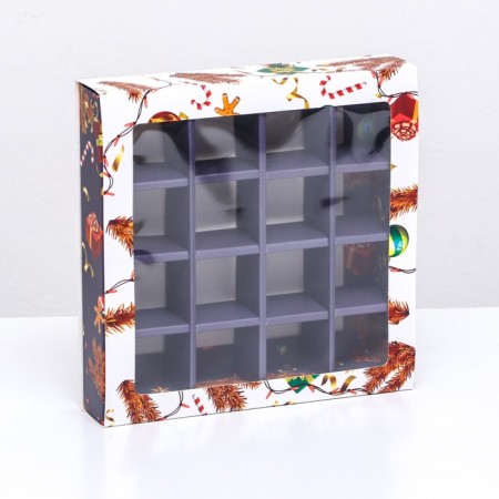Box for sweets 16 pcs, 17.7 x 17.7 x 3.8 cm "Happy holiday!"-5