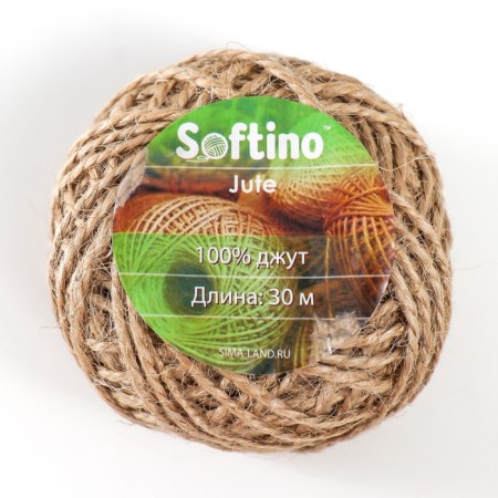 Yarn 100% juts "natural" 30 meters, thickness 0.15 cm 6x6x4 cm-3