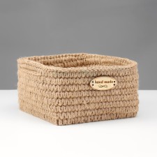 Storage basket, square, jute