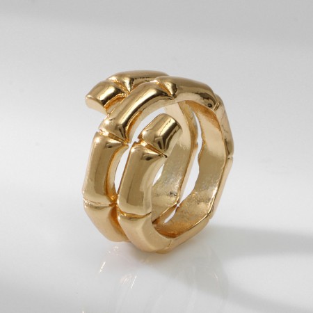 Ring metal "Trend" bamboo, color gold, size 17-2