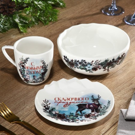 Ceramic mug "Fairytale holiday", 350 ml, white color-3