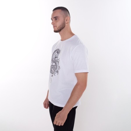 T -shirt male "Dragon", white color/Black print, size 48-3