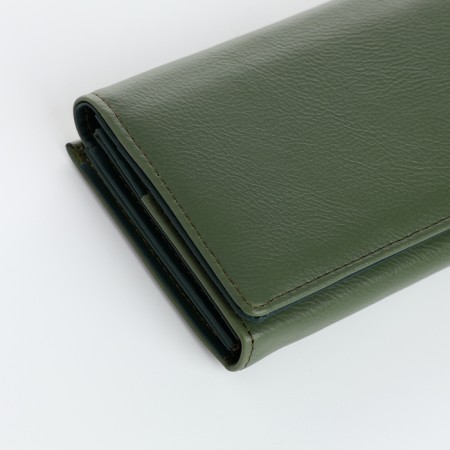 Women's wallet on magnets, green color-2