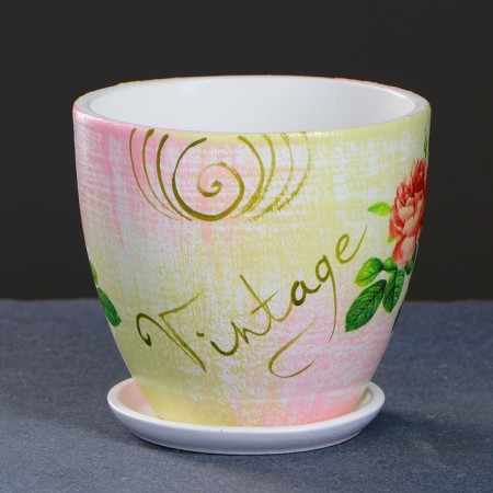 Flower Pot "Vintage" Rose No. 2 High Oval 0.5l-1