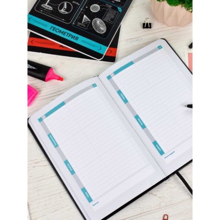 School School A5 80 sheets "Black Ploner", solid cover of artificial leather, foil embossing, lies, reference material, block 70 g/m2-4