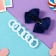 Suzi hair set (clamp 8 cm, 6 elastic bands 2.5 cm) strips shine, blue-white