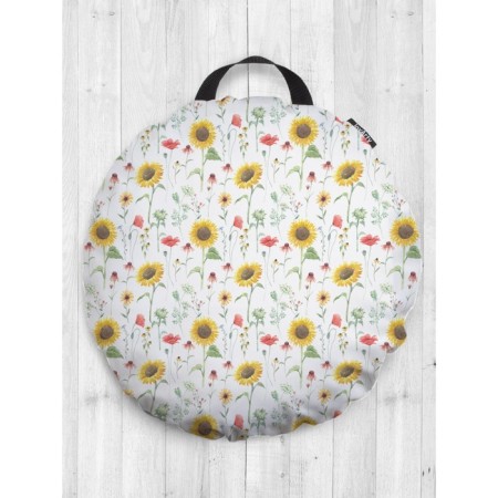 Sunflower and poppy cushion, decorative, d = 52 cm