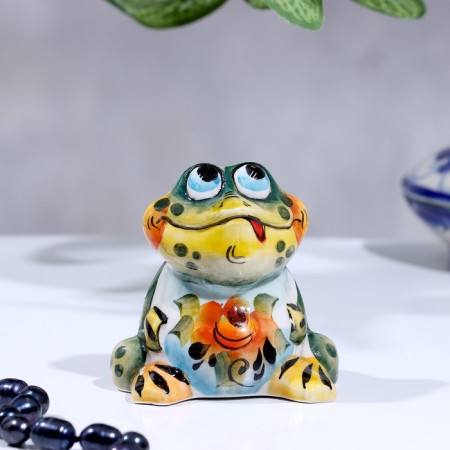 Souvenir "toad", medium, 6 cm, color, gzhel