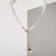 Beads "Street" with pearls, white color in gold, 45 cm