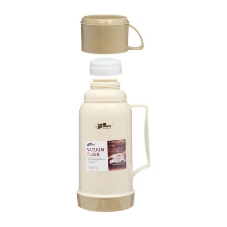 Thermos 1 l, with a glass flask, retains heat 12 hours, with a mug, beige-1