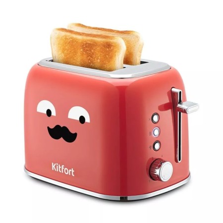 Toster KitFort KT-6218-1, 870 W, 6 fry modes, 2 toasts, red