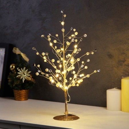 LED bush "Drops of dew" 35 × 26 × 3 cm, 10 LED, constant glow, from batteries CR2032x2 (complete), glow warm white
