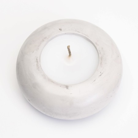 Candle "Complete. Marble" in the candlestick of gypsum large, 11x5 cm, marble with black stripes-2