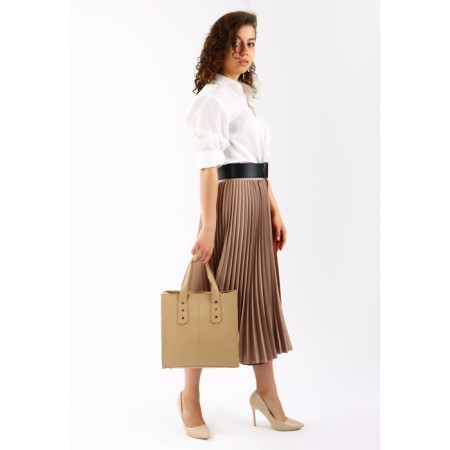 Bag Female Tout with zipper, beige color-3