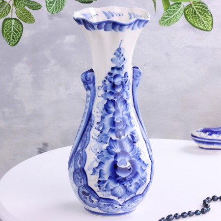 VAZ Gzhel "Katerina", white-blue, ceramics, 37 × 14 cm,