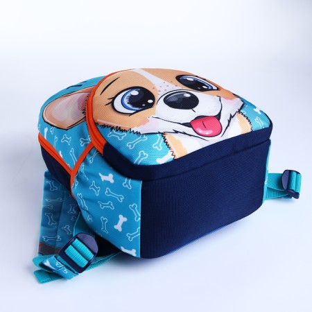 Baby backpack on lightning, external pocket, reflective element, blue color-2