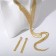 Set 2 objects: earrings, necklace "ice" path with a ladder, white color in gold, 39 cm