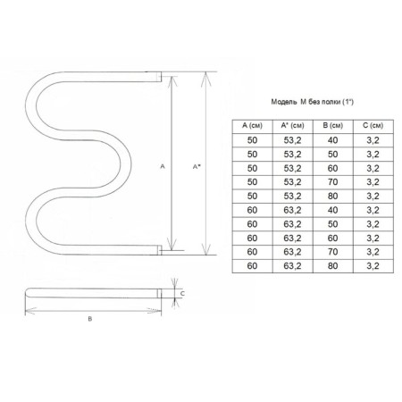 Water towels "Dvin" M, 500x400 mm, 1 ", without shelf, chrome-3