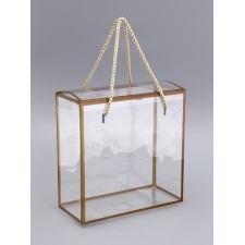 PET box with handles, gold, 20 x 20 x 9 cm
